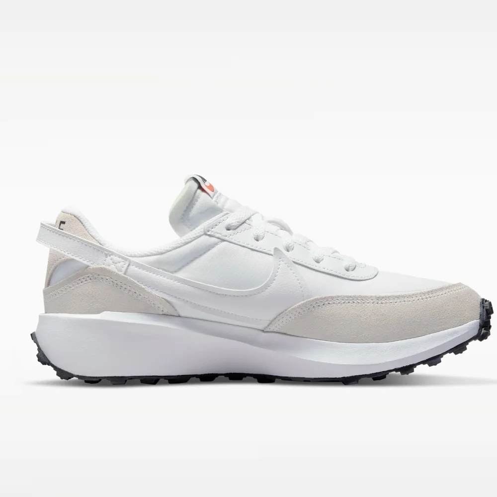Nike Waffle Runner Leather Sneakers in White & Light Beige SIZE 9.5